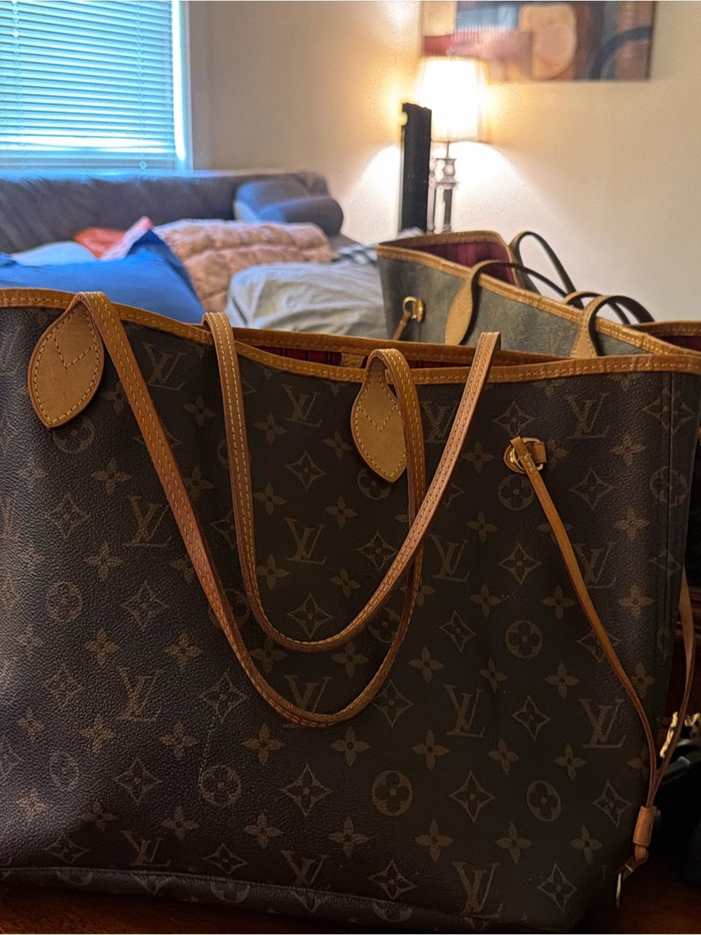 Louis Vuitton Monogram Canvas Tote in Brown with Natural Trim